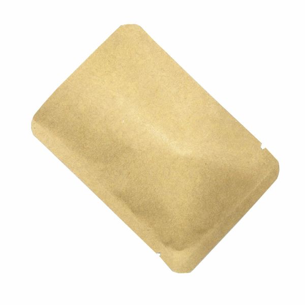 2000pcs / lot Brown Kraft Papel da folha de alumínio Open Top Food Packaging Bag selo de calor Plano Mylar Foil doces Snack vácuo de armazenamento malotes da embalagem