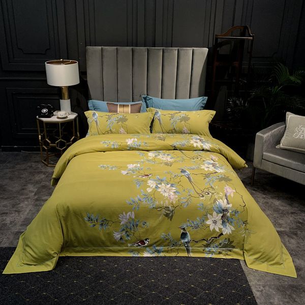 

chinoiserie blossom tree branches birds duvet cover set brushed cotton warm bedding set soft flat bed sheet  king size 4cs