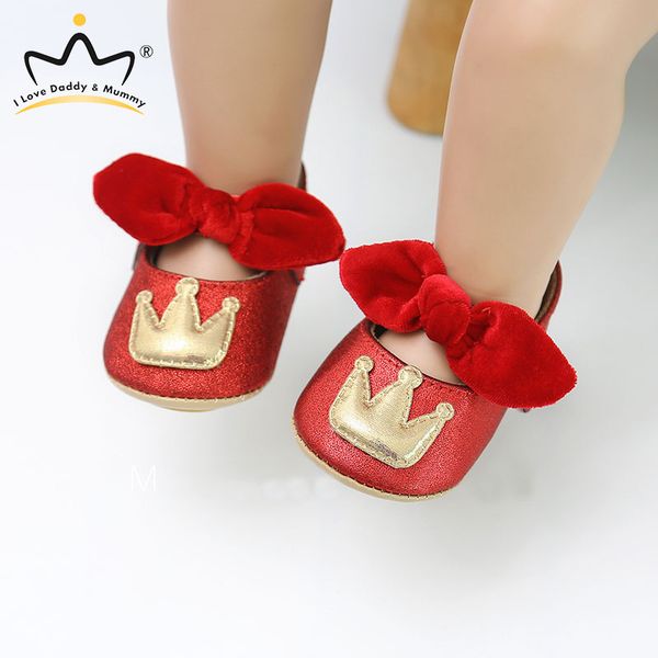 

new baby shoes cute crown bows baby girl shoes rubber sole anti-slip newborn toddler first walkers princess girls gift