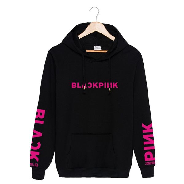 

new korean fashion blackpink cotton hoodies hat clothes pullovers sweatshirts long sleeve, Black