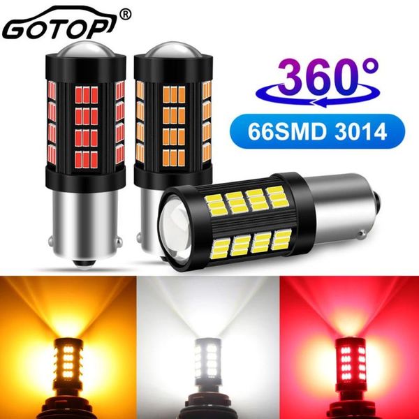 

2pcs 1156 1157 led bulb 66smd 4014 chips ba15s p21w bau15s py21w bay15d p21/5w 360Â°light brake reverse signal light drl 12v auto