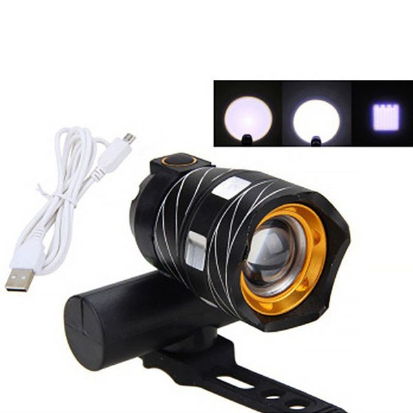 

t6 usb rear light adjustable bicycle light 2000mah rechargeable battery zoom front bike headlight lamp