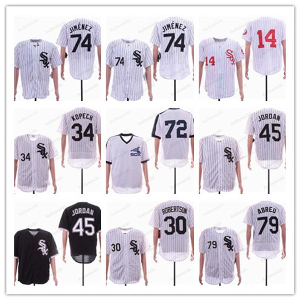 

chicago 30 david robertson 72 carlton fisk 79 jose abreu 45 michael 34 michael kopech 34 michael kopech 14 paul konerko stitched jersey, Blue;black