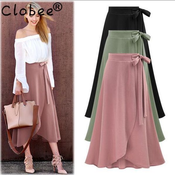

fashion women chiffon skirt vintage high waist skirts plus size retro saia midi rokken 2020 summer jupe femme 6xl 5xl faldas y59, Black