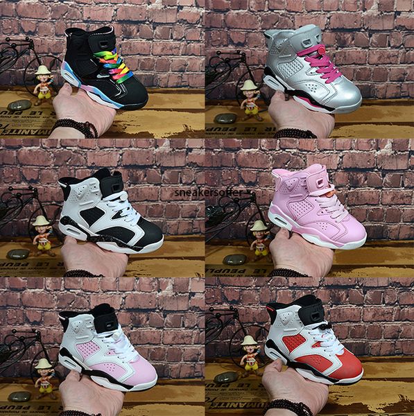 

offer kids 6 baby small kids basketball shoes for sale 6s infant sports sneaker boy and girl children athletic sneaker size:28-35, Black