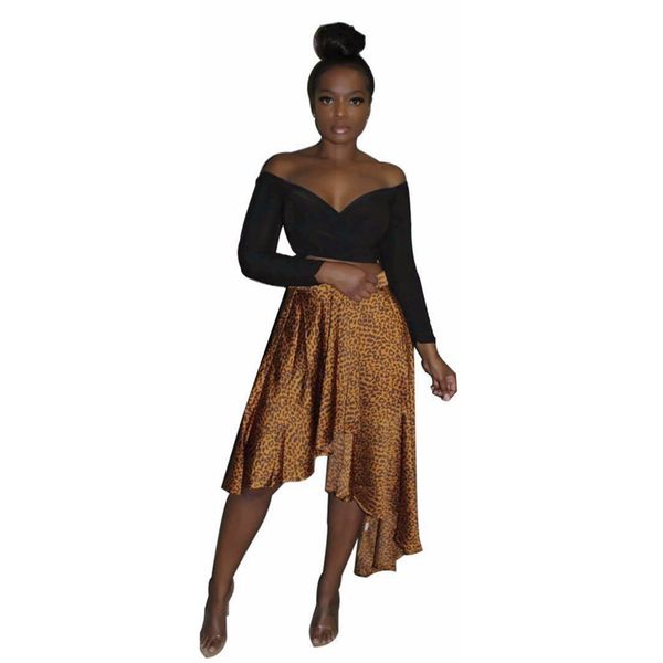 

spring summer women skirt leopard print street womens skirts plus size, Black