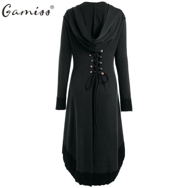 

gamiss 2017 autumn winter lace-up plus size hooded high low women basic jacket coat female slim cotton coats casual jackets, Black;brown