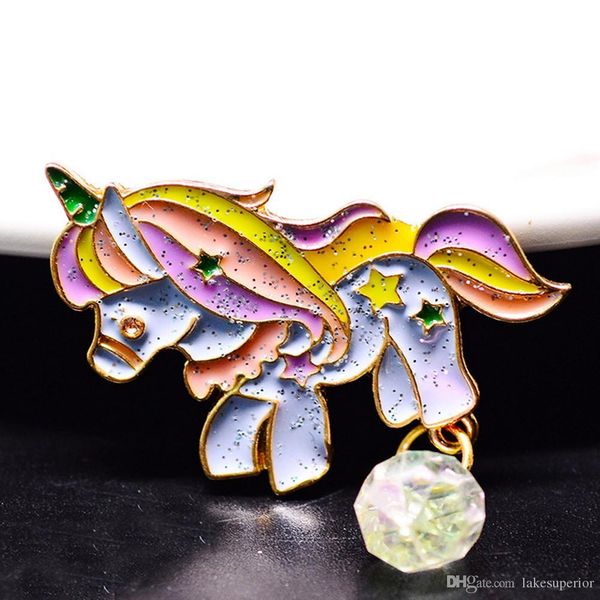 

симпатичные женщины животных unicorn брошь pin воротник нагрудные pin 3 * 3.5cm красочные лошади brotheroch подарков ювелирные изделия парти, Gray