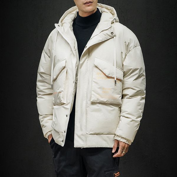 

men winter down jackets thicker warm parkas large size loose jackets winter coats and hooded casual, Black