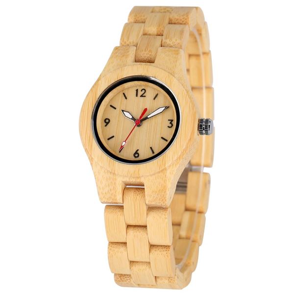 

bamboo wooden watch, cosy bamboo band wooden watches for female, simple luminous pointers dial wrist watch for girls, Slivery;brown
