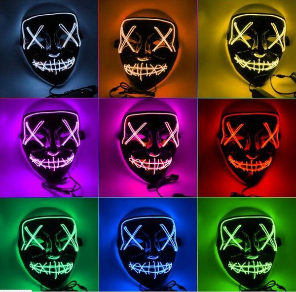 

led light halloween mask party masks the purge election year great funny masks festival cosplay costume supplies glow in dark