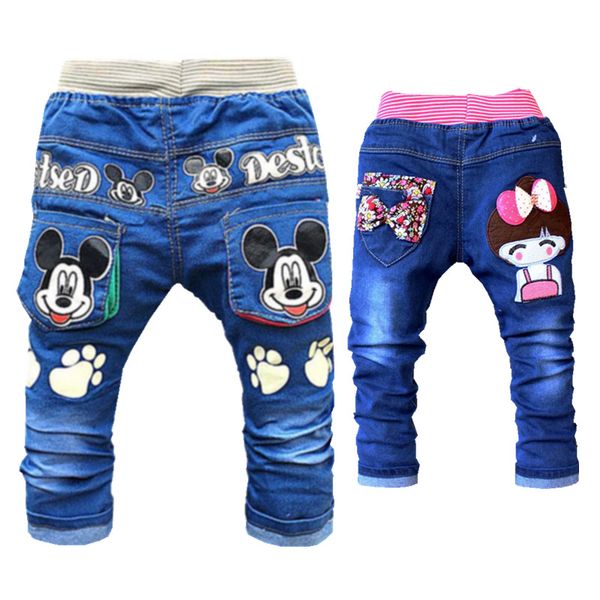 

Cartoon Baby Boy Clothes Denim Pants Elastic Waist Casual Printed Toddler Pants Girls Trousers Children's Jeans for 2-4T Unisex