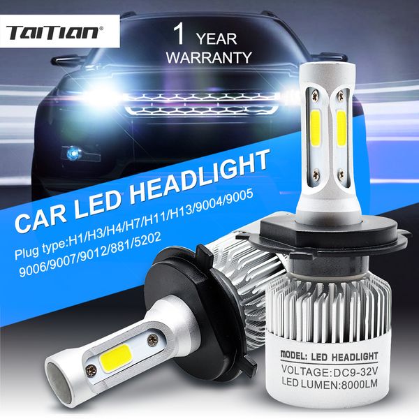 

taitian 2pcs cob 72w 8000lm 6500k 12v h7 turbo водить фара h11 canbus led h4 auto h1 h3 h13 h27 880 9005 9006 9007 9012 5202