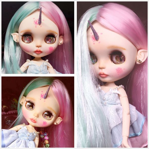 

dolls wig ice cream curly hair with head scalp shell kit for 12inch rbl blythe takara custom accessories