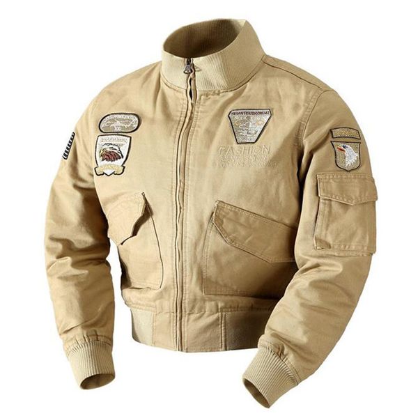 

kimsere men pilot cargo jackets style flight bomber jacket casual tactical outerwear with epaulet 100% cotton, Black;brown