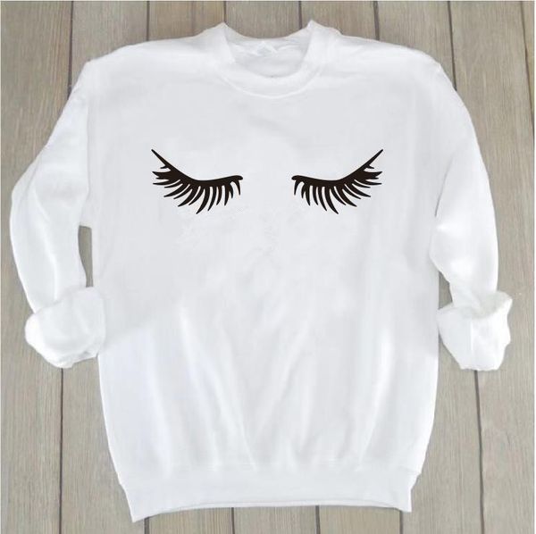 

eyelashes print sweatshirt long sleeve casual women eyelash fashion harajuku tumblr female sweatshirts hoodies drop shipping, Black