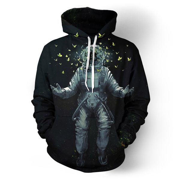 

космическая галактика астронавт 3d на всем протяжении печати crewneck пуловер толстовки смешные толстовки битник уличная мужская унисекс оде, Black