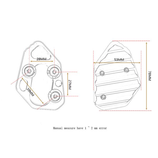 

1pc motorcycle kickstand foot side stand extension pad support plate b99