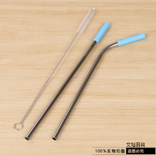 

stainless steel drinking straw good parts can reusage silica gel head straw