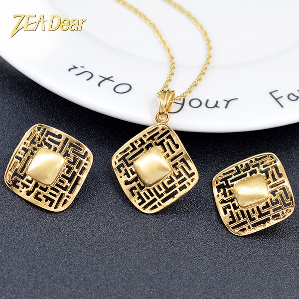 

zea dear jewelry classic square jewelry set for women necklace earrings pendant selling big findings for party gift, Silver