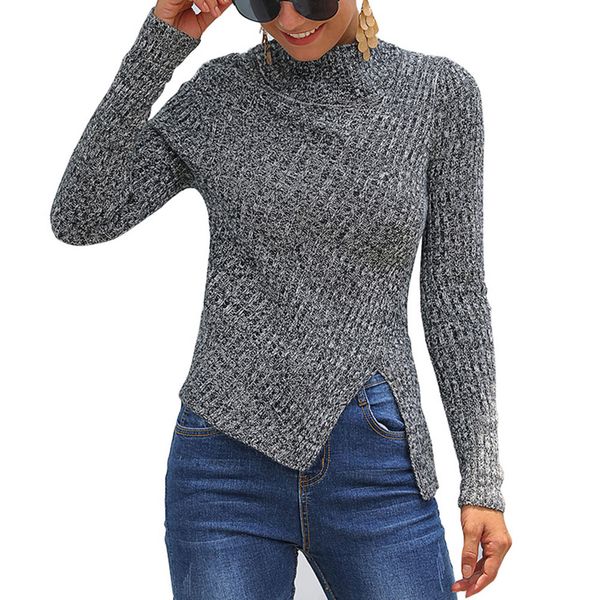 

women split sweater round collar long sleeve thick sweater casual travel shopping tc21, White;black