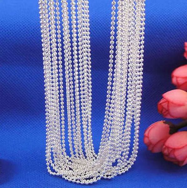

wholesale 10pcs/lot fashion silver beaded necklace chains,1mm silver rould ball beads chain necklace for women 16"-30",pick length