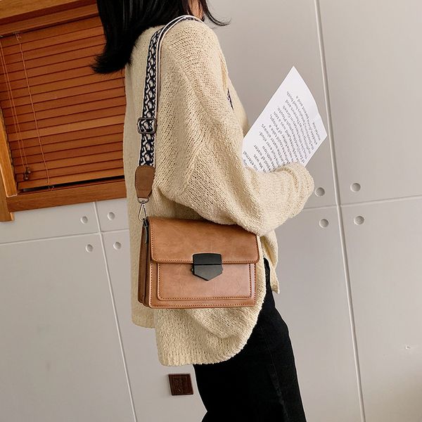 

small black bag women's slanted net red bag female new 2020 wide shoulder strap texture one shoulder small square
