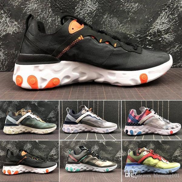 

2019 total orange air react element running shoes for women men dark grey blue chill trainer sail green mist sports sneakers 36-45