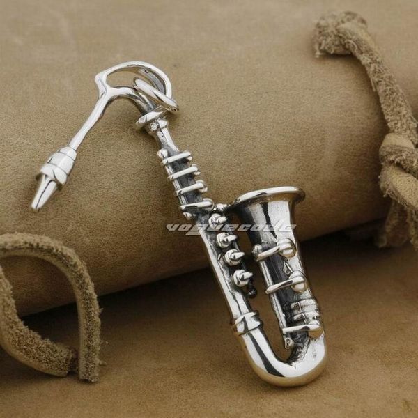 

925 sterling silver fashion charms saxophone pendant biker rock punk pendant 9j020 just pendant