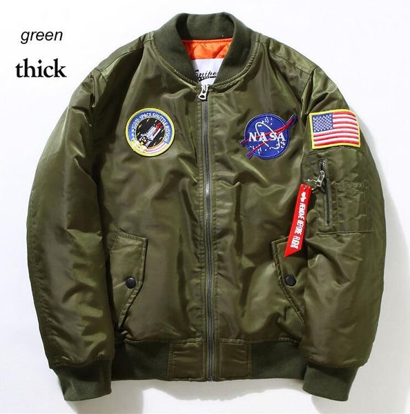 

20 coat thin or thick bomber ma1 men bomber jackets nasa embroidery baseball coats m-xxl, Black;brown