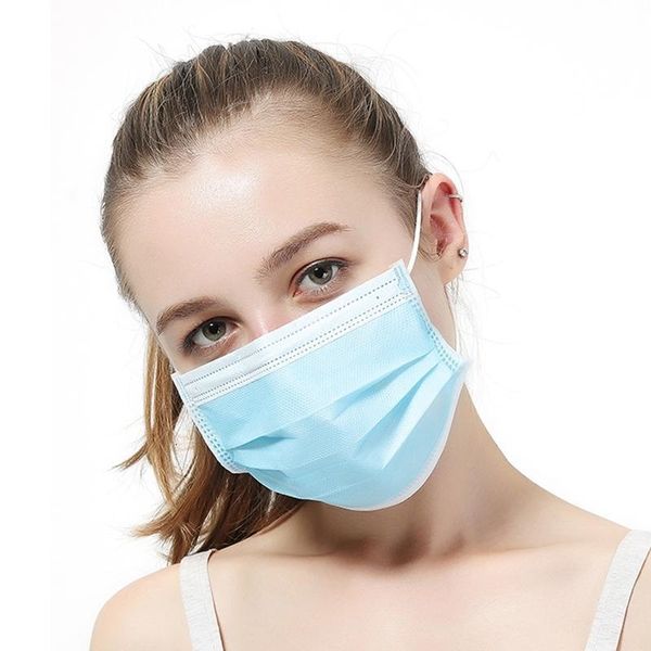 

dhl ship in stock masks mask blue 3 layerear hanging non woven dust proo bmoc