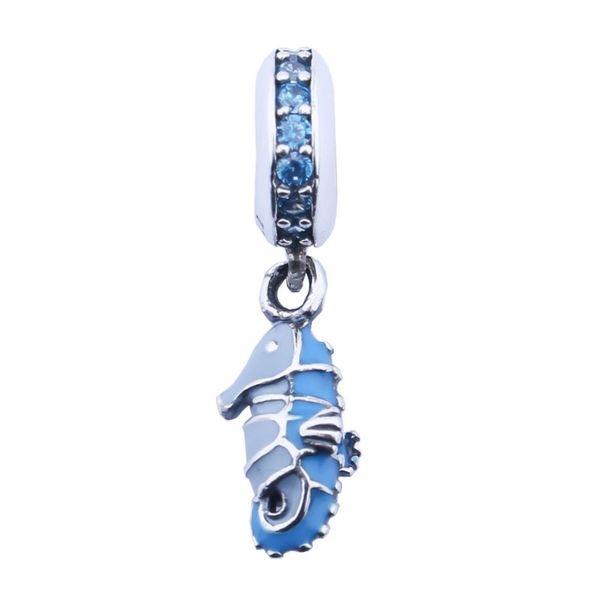 

tropical seahorse dangle charm beads fits european bracelet 925 sterling silver teal green crystal animal bead diy fine jewelry2428477, Black