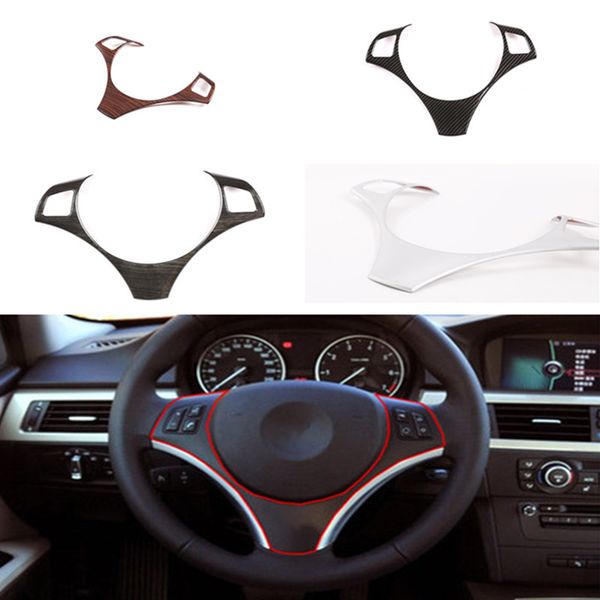 

carbon fiber style abs for e90 3 series 2005-2012 car steering wheel decoration frame trim car steering wheel emblem sticker