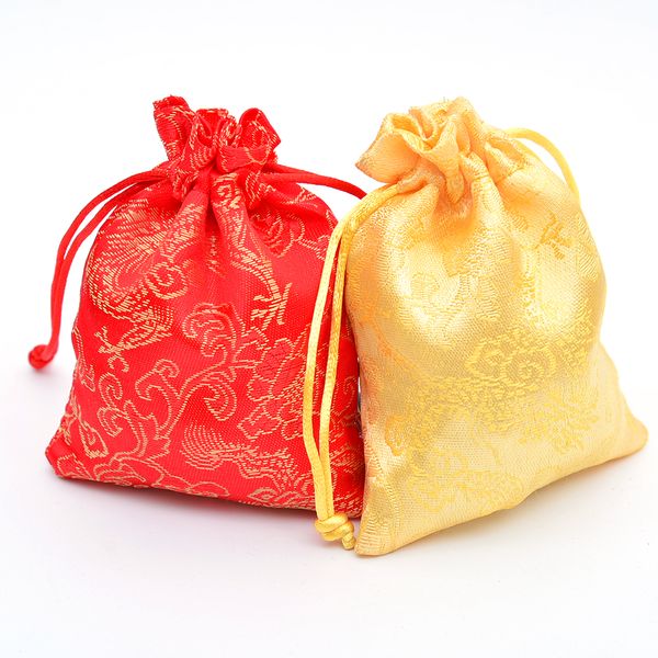 

10x14cm chinese dragon silk embroider gift pouch jewelry packaging pouch bag wedding candy bag party favors gift 50pcs