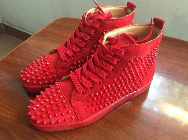 

2019 men women brand red bottom shoes fashion spikes studded flats sneakers comfortable designer casual shoes junior autumn winter casual, Black