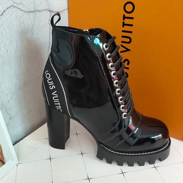 

high grade 2019 classic autumn and winter bootieslv boots women leather super fire korean soft fashionable high heels custom locomotive boot, Black