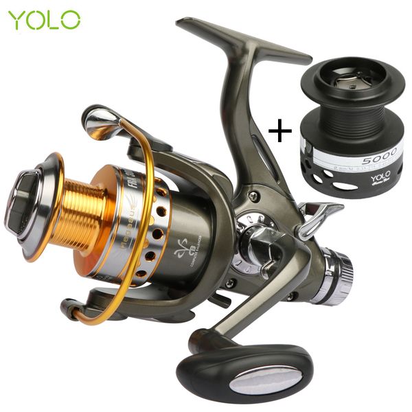 

yolo double brake system spinning fishing reel 5.2:1 10bb carp feeder fishing wheel size 3000 4000 5000 6000 max drag 20kg