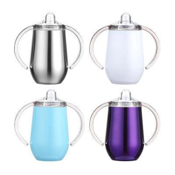 

10oz sippy cup stainless steel wine glasses double handles egg cups sucker cup double wall vacuum insulated flask eea1370