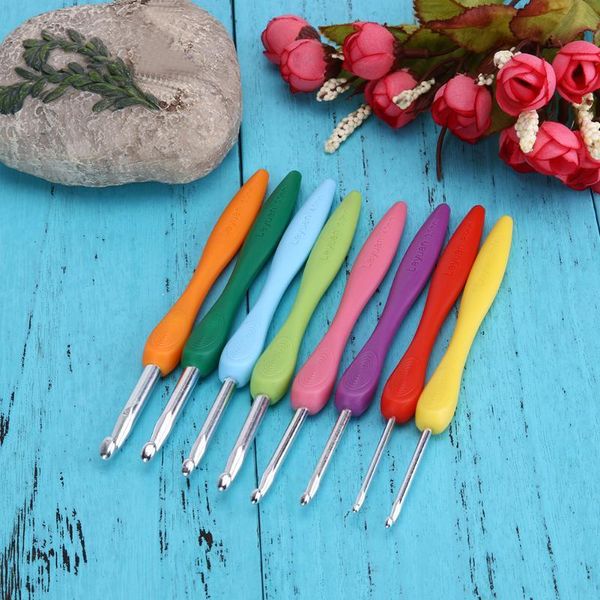 

8pcs/set sewing needles aluminium crochet hooks needles knit weave craft yarn sewing tools knitting needles home supplies kghrb, Black
