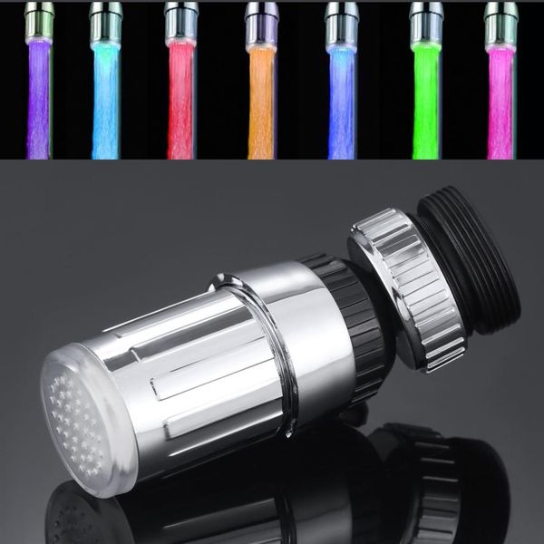 

rotation color automatical red green blue shower hydroelectric power temperature sensor light water tap glow led faucet 5 colors