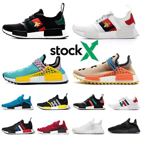 

racer new stock x 2020 new pharrell williams running shoes nmd human race r1 shoes black white designer human races mens womens sneakers