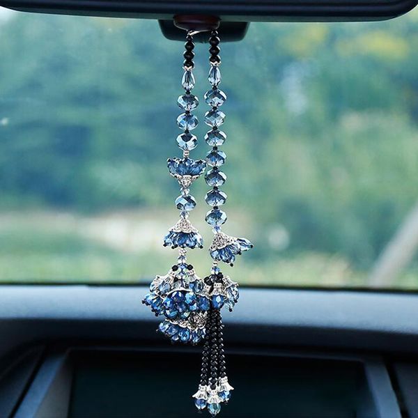 

car pendant bauhinia flower crafts crystal hanging ornaments automobiles interior rearview mirror home diy decor accessories
