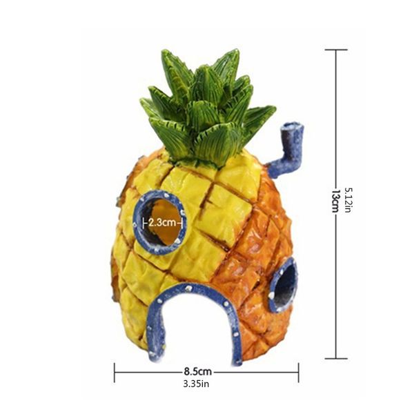 

high simulation pineapple ocs crab aquarium landscape funny cartoon ornament escape hole fish shrimp avoiding decorative reptile supplie