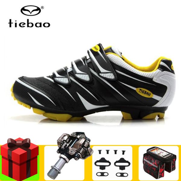 

tiebao cycling shoes spd pedals set sapatilha ciclismo mtb men sneakers breathable self-locking mountain bike triatlon sneakers, Black