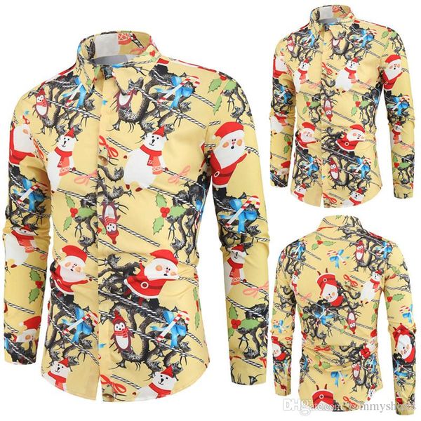 

christmas day mens designer shirts fashion christmas print single breasted mens casual shirts designer males clothing, White;black