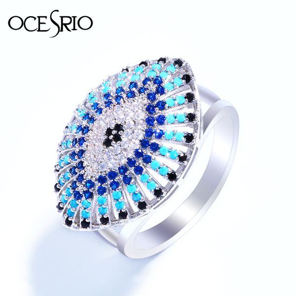 

ocesrio vintage evil eye ring gold anel silver cz big pendant rings for women charms bague femme fashion lucky jewelery rig-e72, Golden;silver