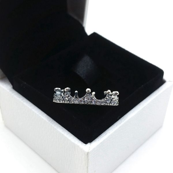 

temperament charm crown ring for pandora luxury designer 925 sterling silver rose gold plated cz diamond women's ring original box set, Slivery;golden