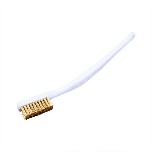 

convenient 2pcs/5pcs/10pcs 18cm total length pure copper wire cleaning brush 1.3cm working width metal brush plastic handle