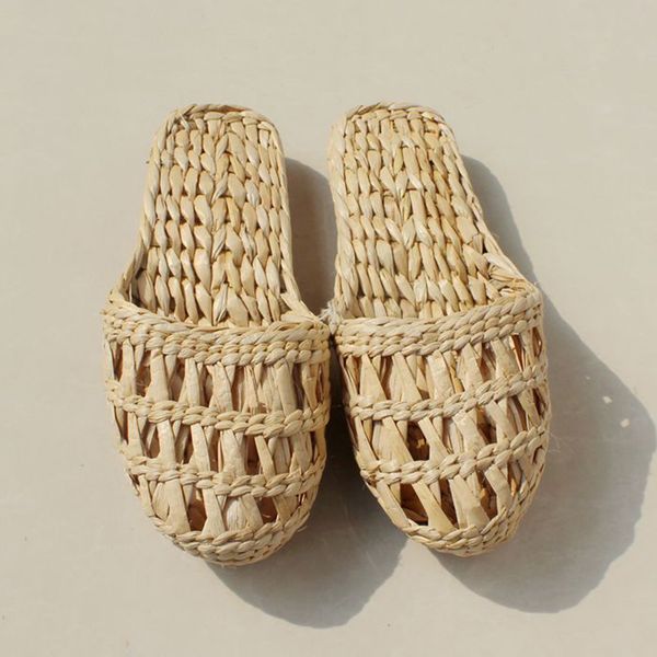 

agesea fashion casual women's men's straw slippers handmade chinese sandals summer home shoes new couple shoes lkcx, Black