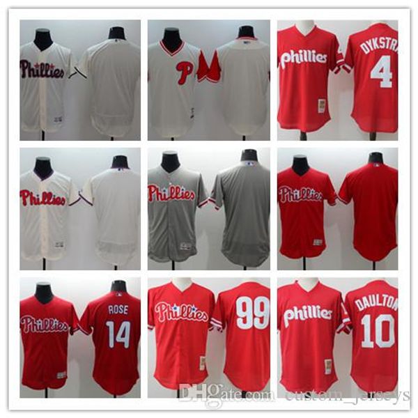 

custom men women youth phillies jersey #14 pete rose 10 darren daulton 4 dykstra 99 mitch williams home red white baseball jerseys, Blue;black